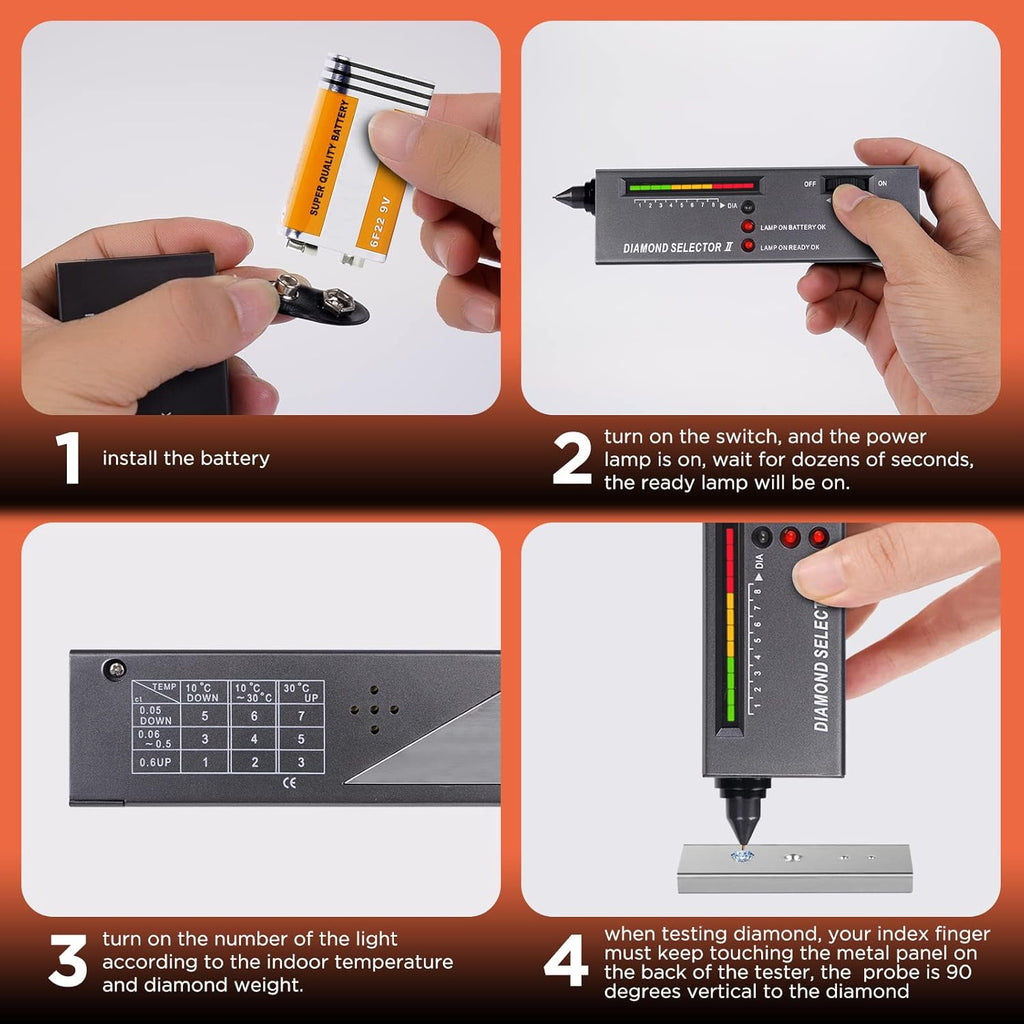 Professional Diamond Tester, Gem Tester Pen Portable Electronic Diamond Tool for Jewelry Jade Ruby Stone